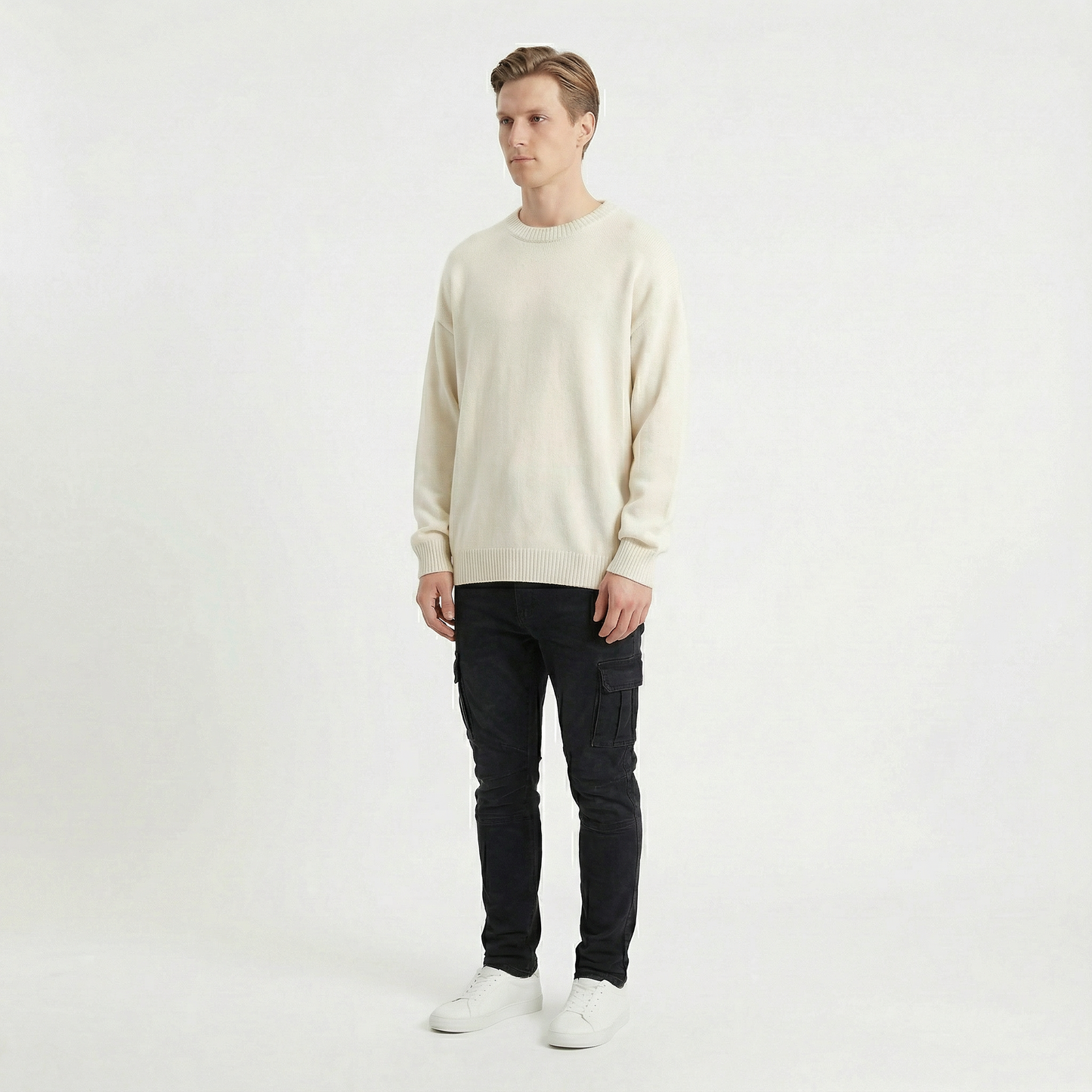 Soren – Slim stretch denim cargo trousers