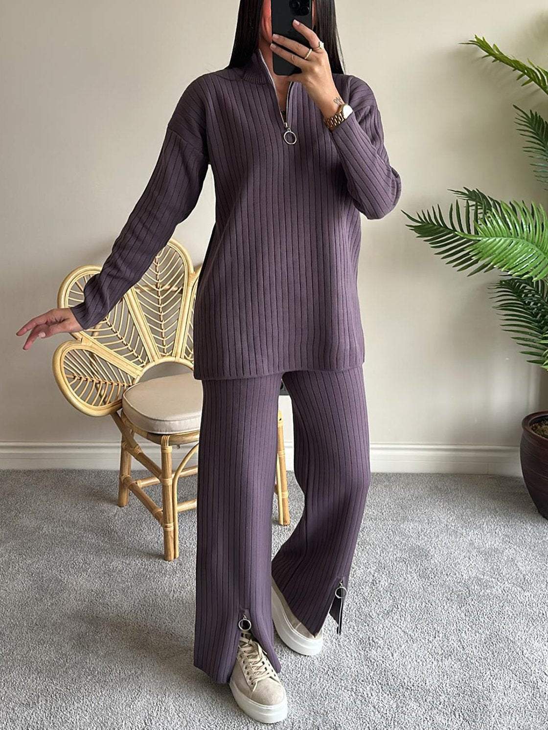 Livia - Comfortable ribbed knit set for a stylish look