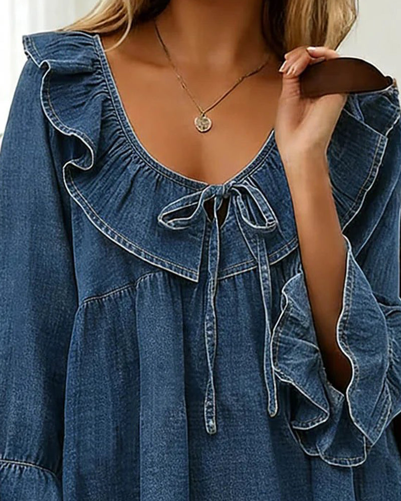 Isolde – Romantisk denimblus med bohemisk charm | 1+1 GRATIS idag