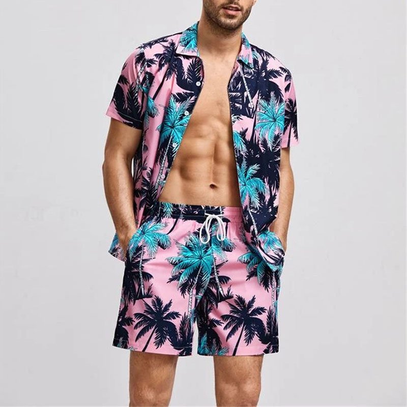Lior - Rosa tropisk sommarset med palmtryck
