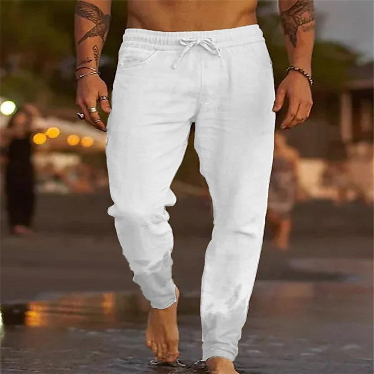 Korin - Grey linen summer trousers with a relaxed fit