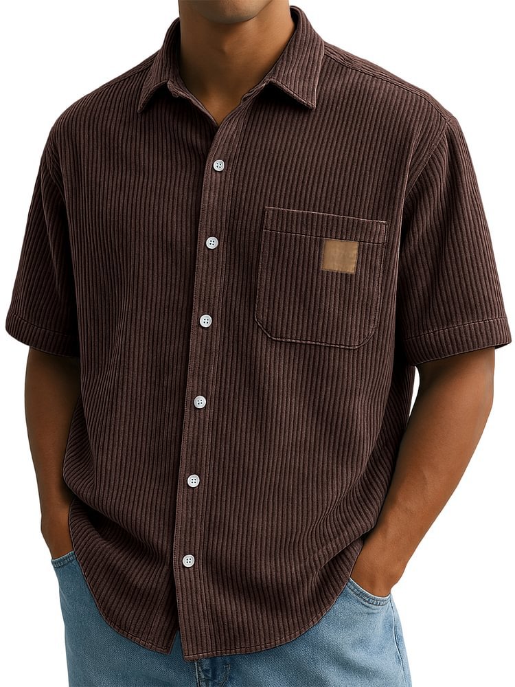 Vemund – Ribstruktur Skjorta med Korta Ärmar