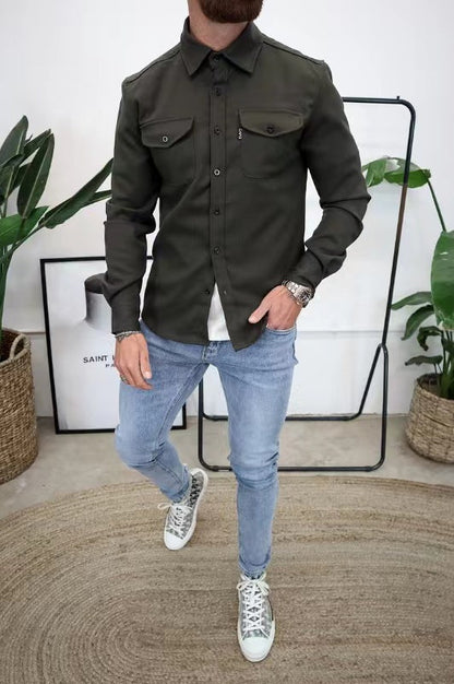 Elias - Beige overshirt with modern style