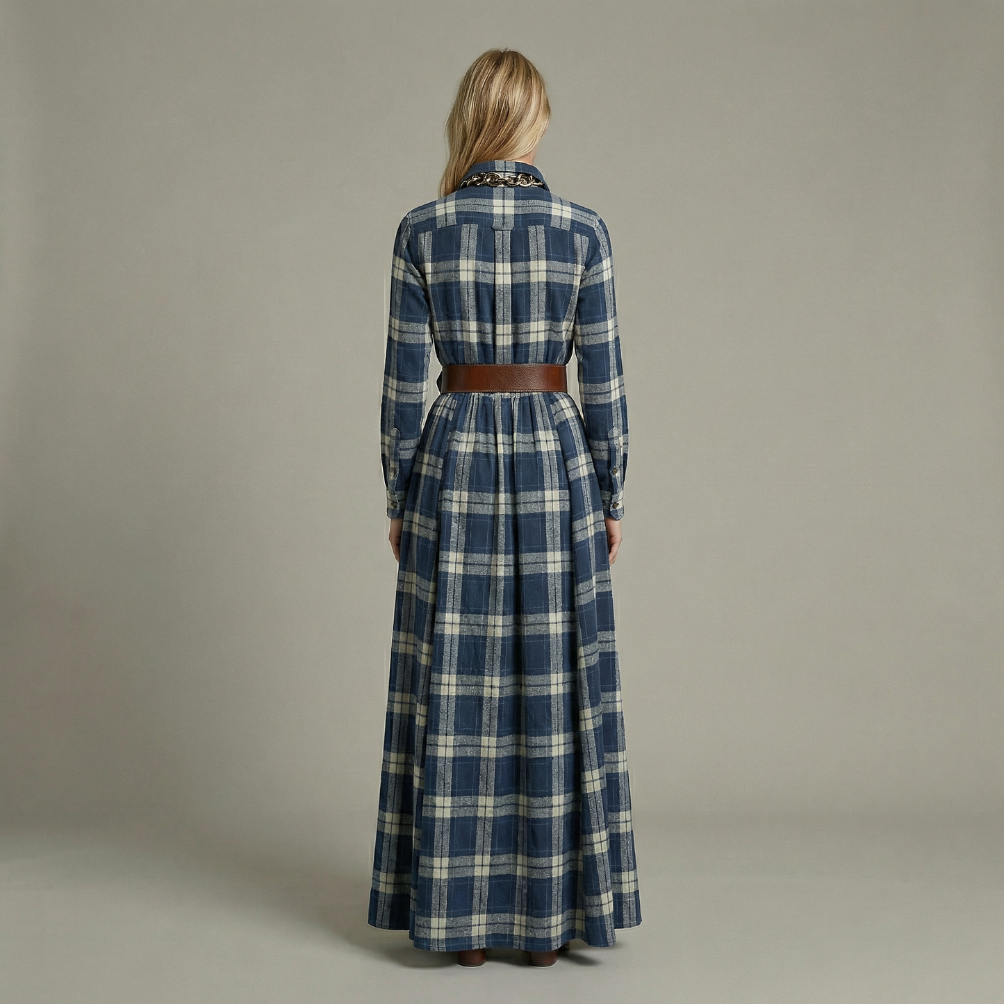 Elvira – Elegant checked maxi dress