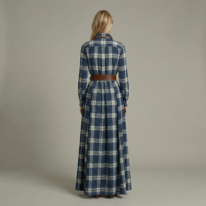 Elvira – Elegant checked maxi dress