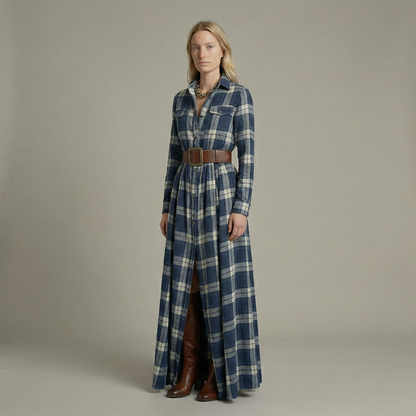 Elvira – Elegant checked maxi dress