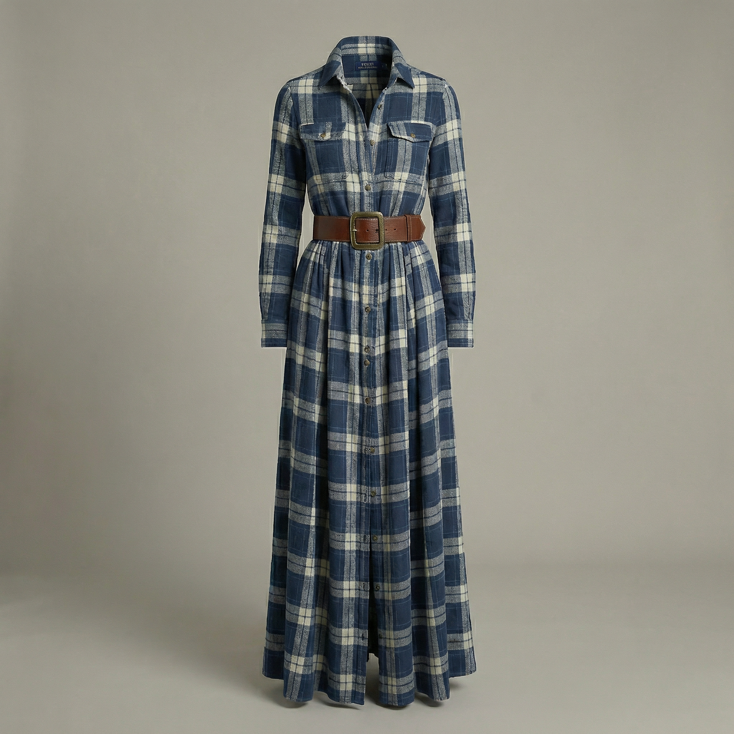 Elvira – Elegant checked maxi dress