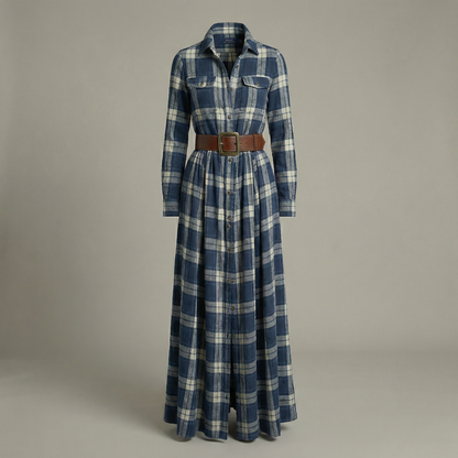Elvira – Elegant checked maxi dress