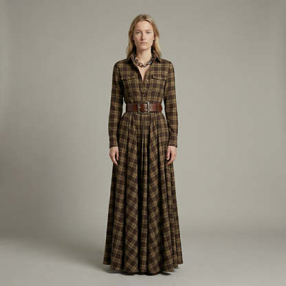 Elvira – Elegant checked maxi dress