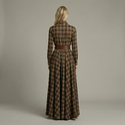 Elvira – Elegant checked maxi dress