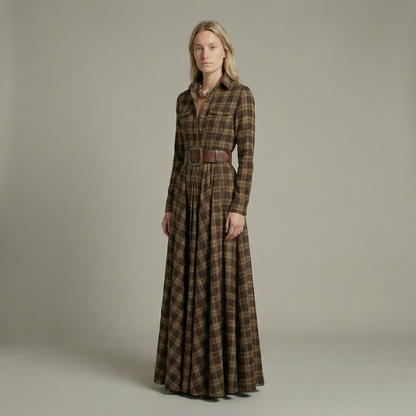 Elvira – Elegant checked maxi dress