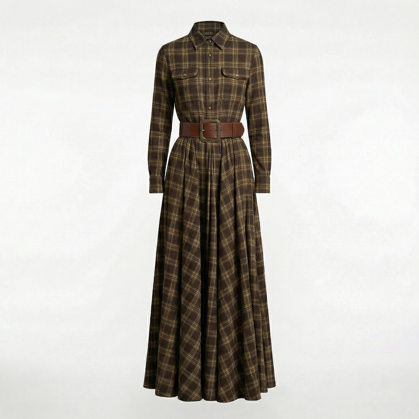 Elvira – Elegant checked maxi dress