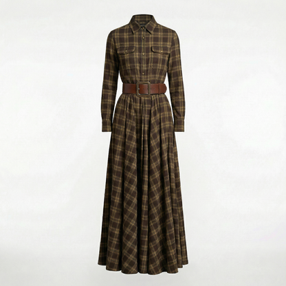 Elvira – Elegant checked maxi dress
