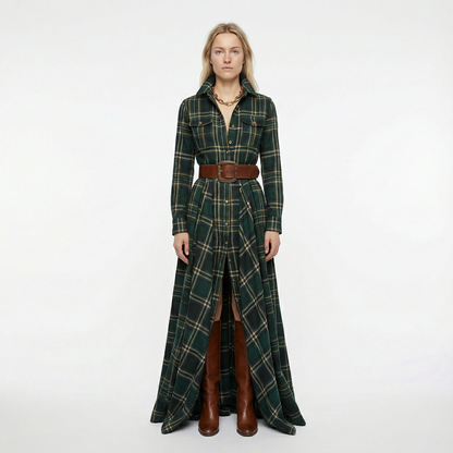 Elvira – Elegant checked maxi dress