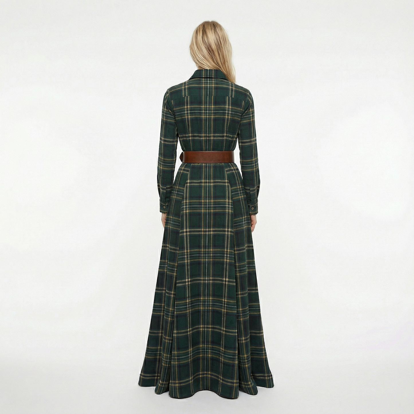 Elvira – Elegant checked maxi dress