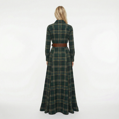 Elvira – Elegant checked maxi dress