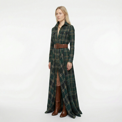 Elvira – Elegant checked maxi dress