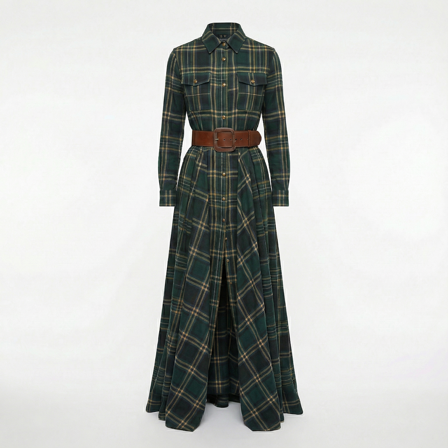 Elvira – Elegant checked maxi dress