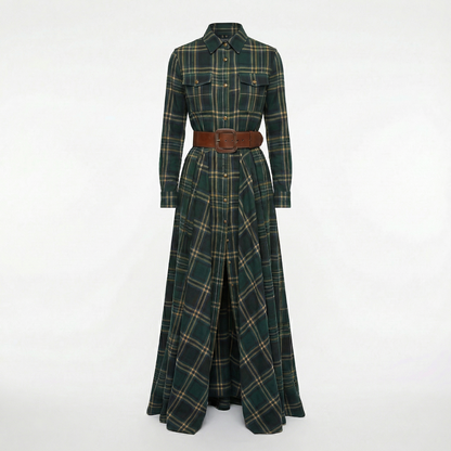Elvira – Elegant checked maxi dress