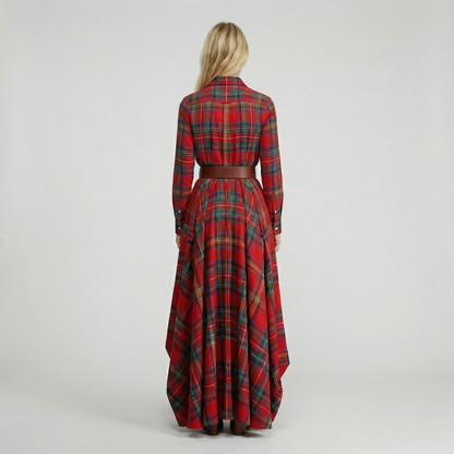 Elvira – Elegant checked maxi dress