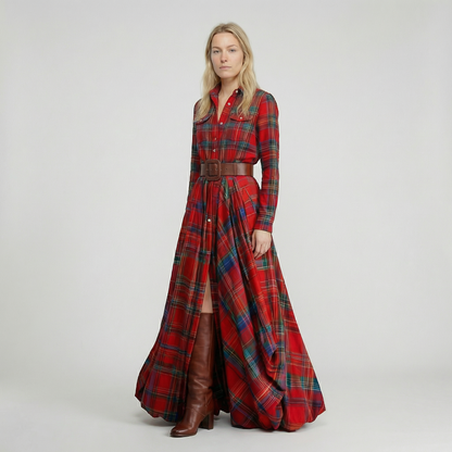 Elvira – Elegant checked maxi dress