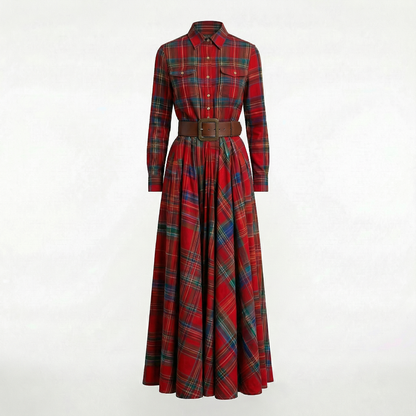 Elvira – Elegant checked maxi dress