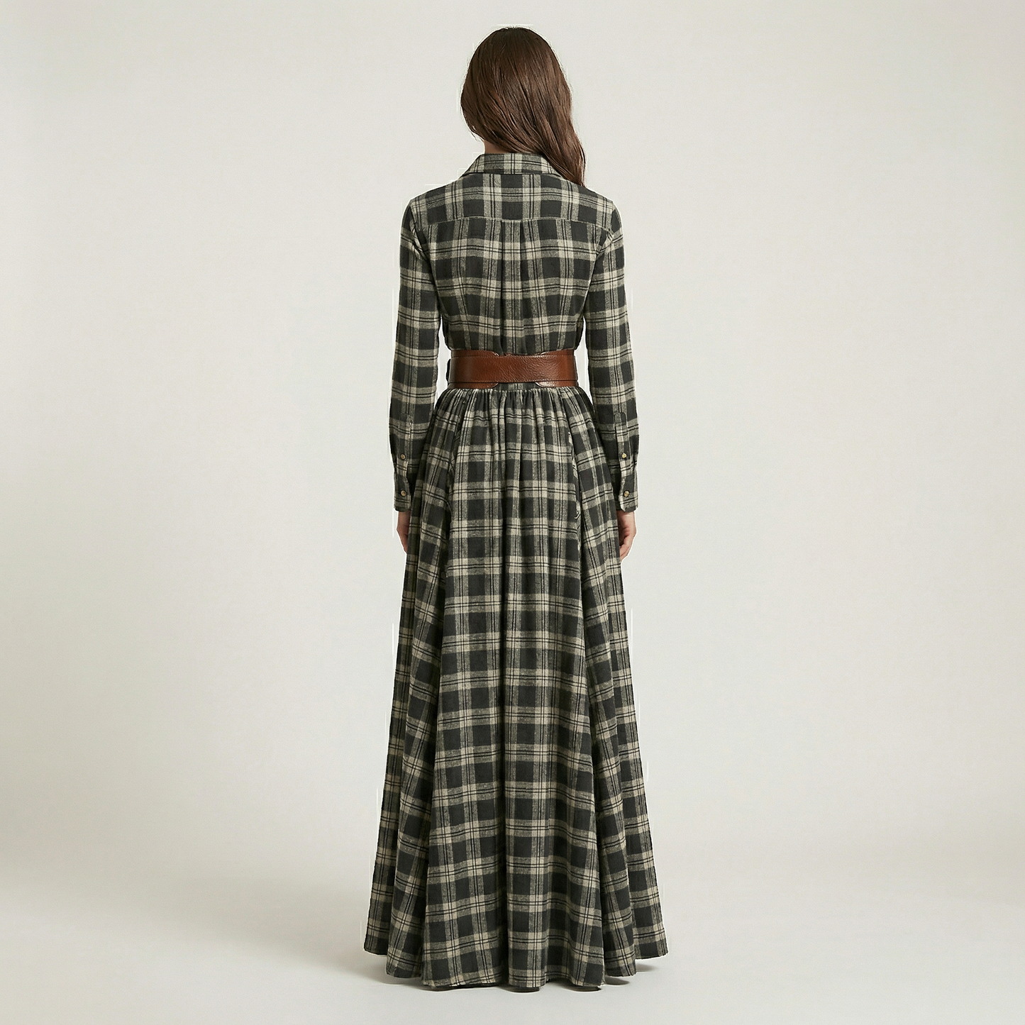 Elvira – Elegant checked maxi dress