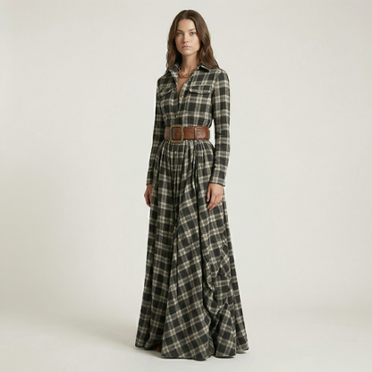 Elvira – Elegant checked maxi dress