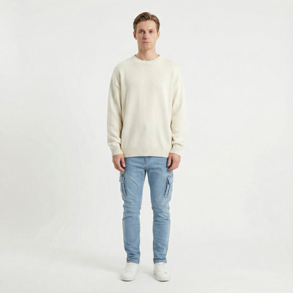 Soren – Slim stretch denim cargo trousers