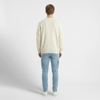Soren – Slim stretch denim cargo trousers