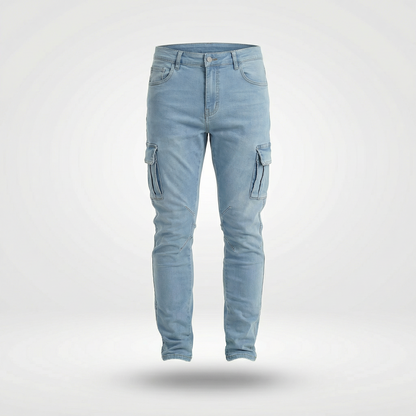 Soren – Slim stretch denim cargo trousers