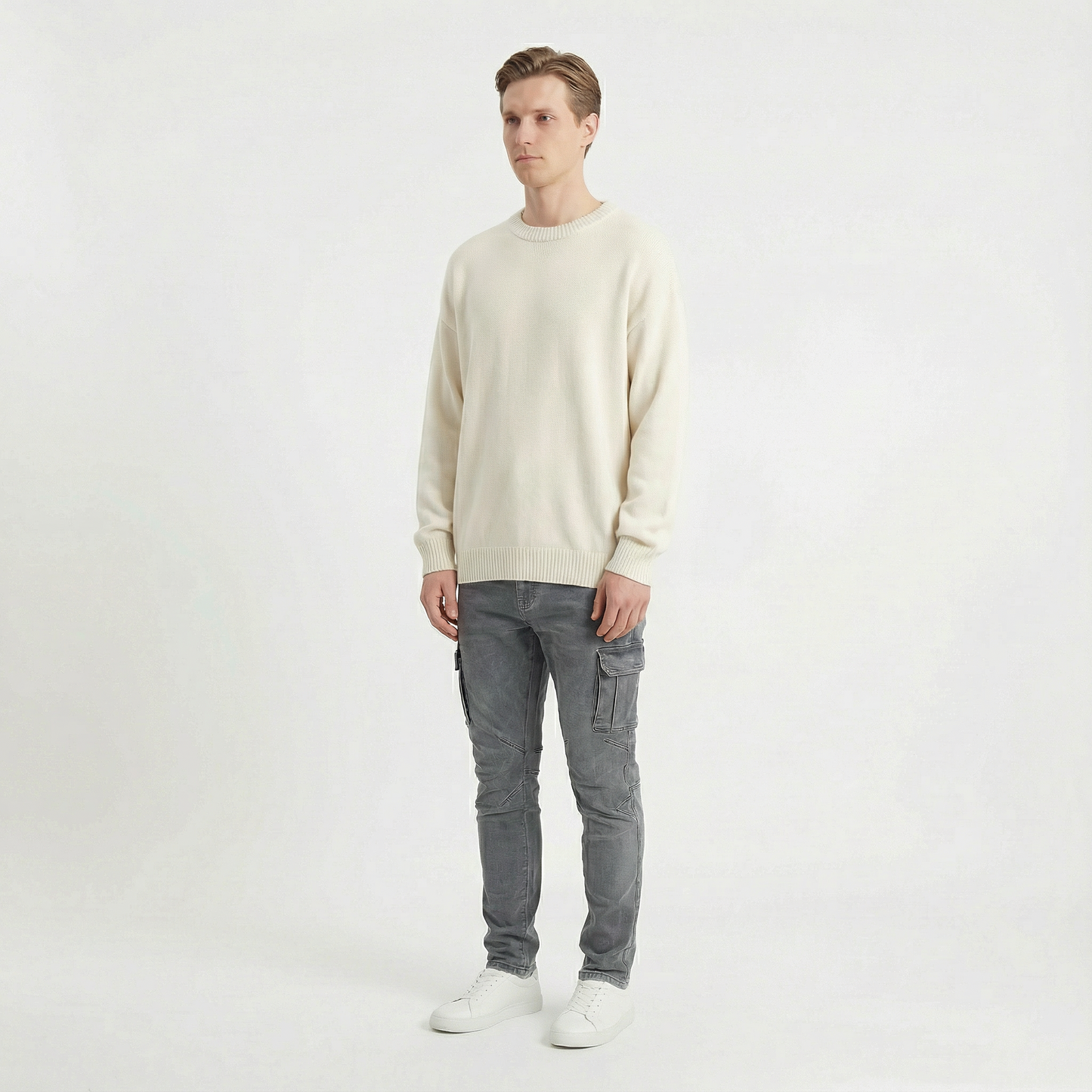 Soren – Slim stretch denim cargo trousers