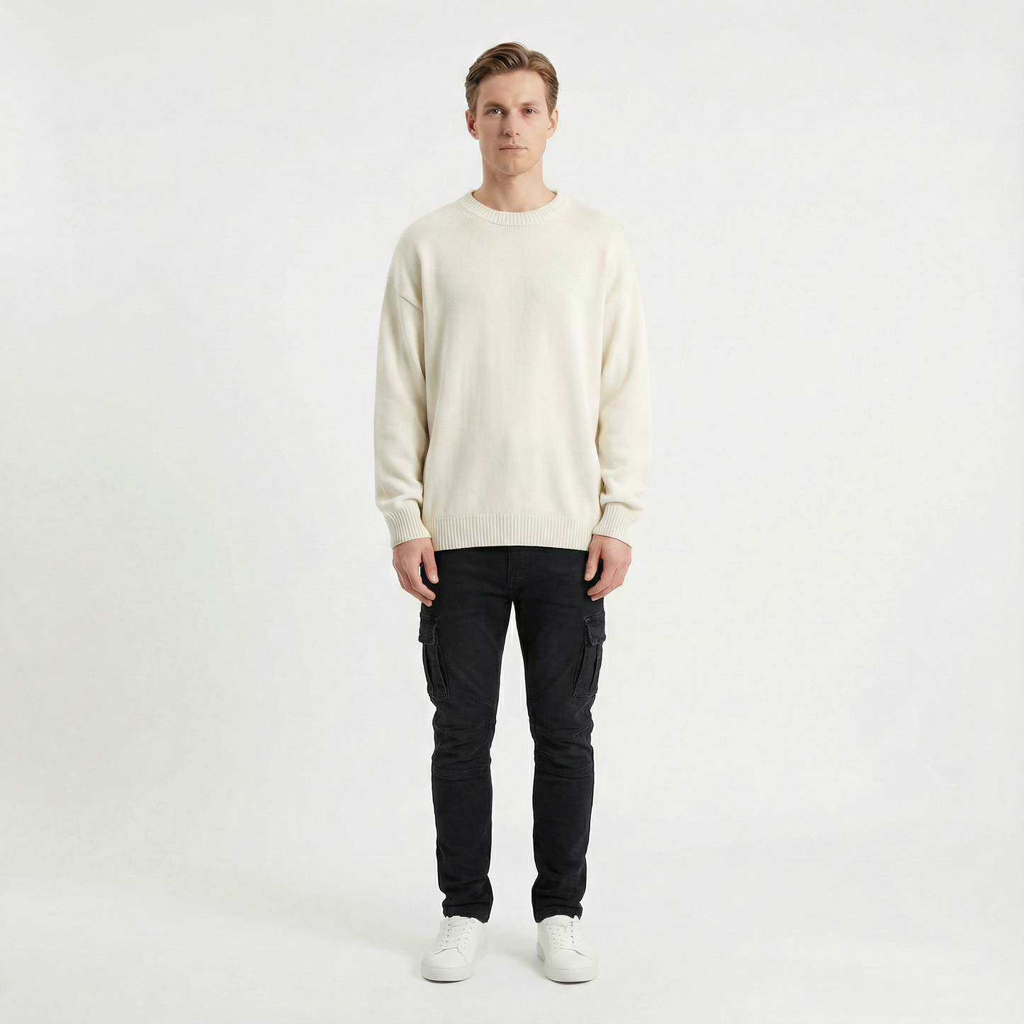 Soren – Slim stretch denim cargo trousers
