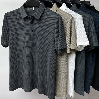 Soren – Andningsbar herrpoloshirt med textur