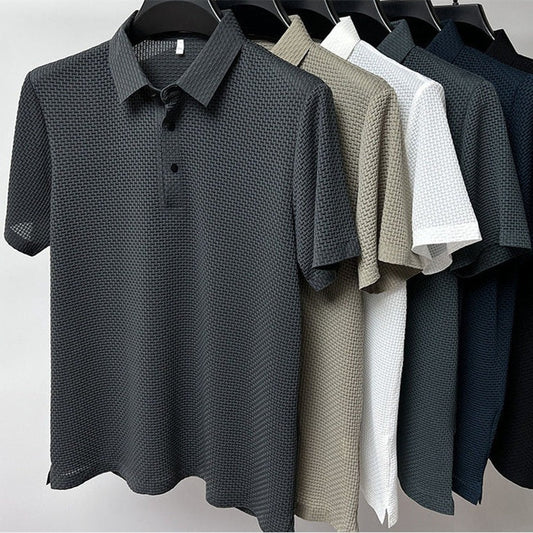 Soren – Andningsbar herrpoloshirt med textur