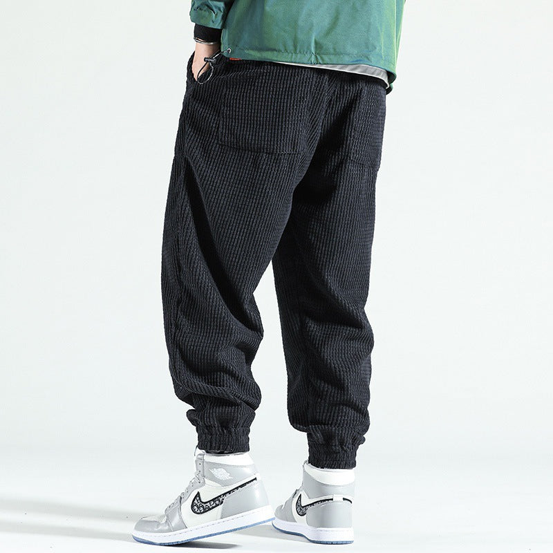 Joren - Dark grey joggers with ribbed texture