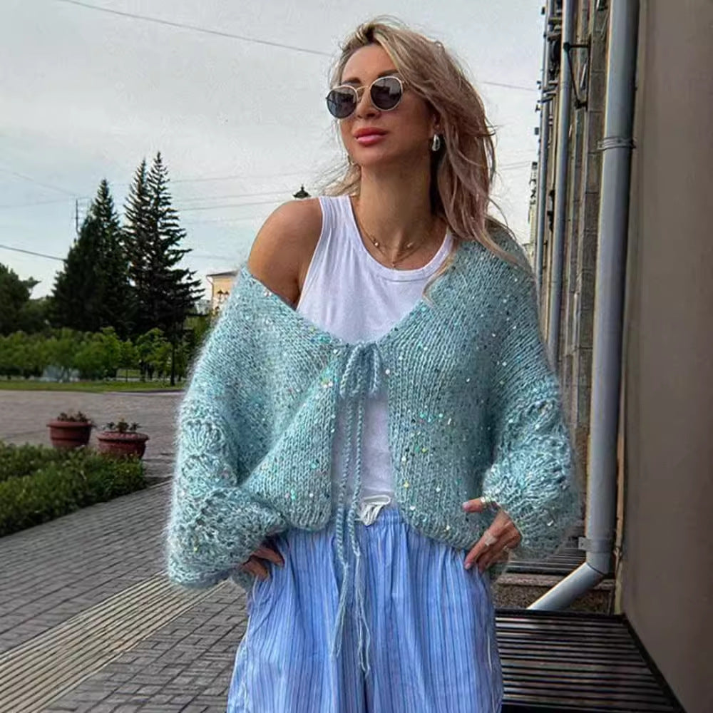 Freja - Soft knitted cardigan with decorative details