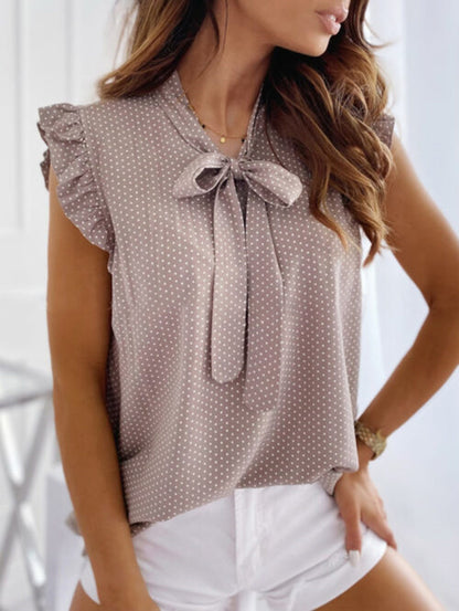 Emina – Mouwloze blouse met strikdetail
