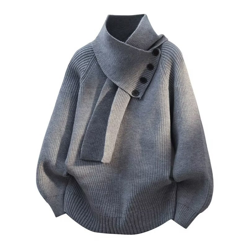 Ovara – Ribbed Wrap-Neck Sweater