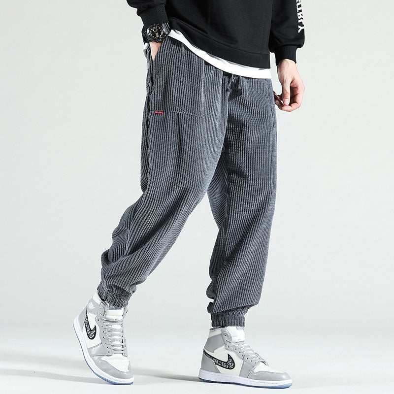 Joren - Dark grey joggers with ribbed texture