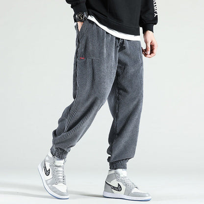 Joren - Dark grey joggers with ribbed texture
