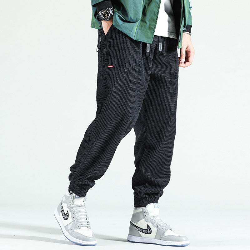 Joren - Dark grey joggers with ribbed texture