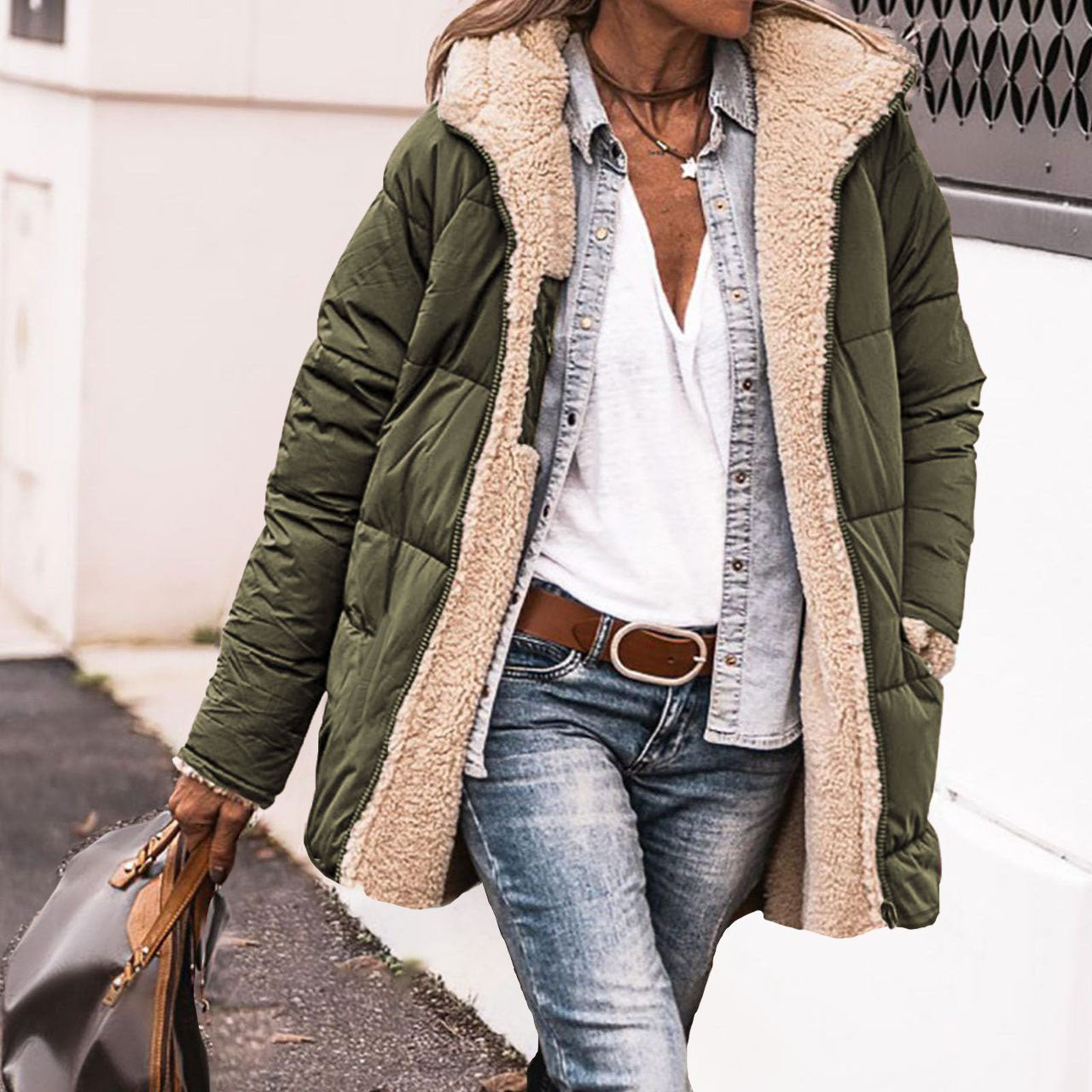 Yliane - Padded winter jacket with teddy lining