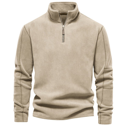 Nils - Sand-coloured half-zip sweater with subtle comfort
