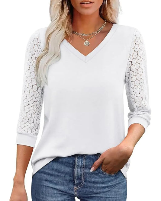 Serapha – Elegant topp med spetsärmar | 1+1 gratis eller 2+3 erbjudande