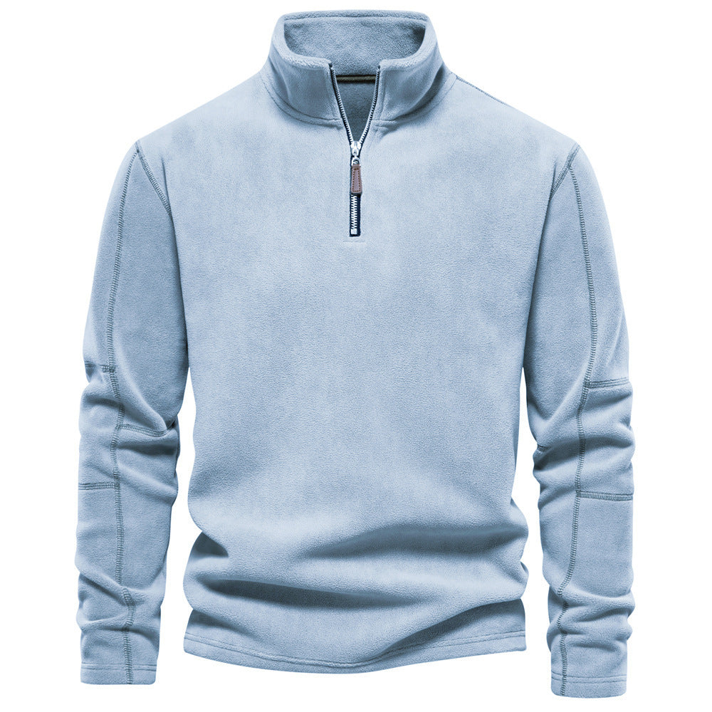 Nils - Sand-coloured half-zip sweater with subtle comfort