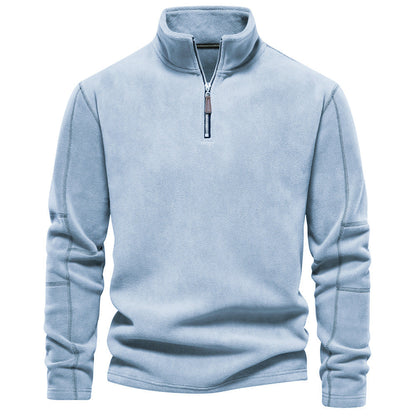 Nils - Sand-coloured half-zip sweater with subtle comfort