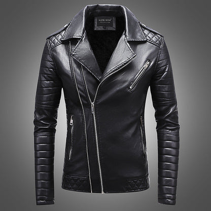 Rikard - Bordeaux red faux leather biker jacket