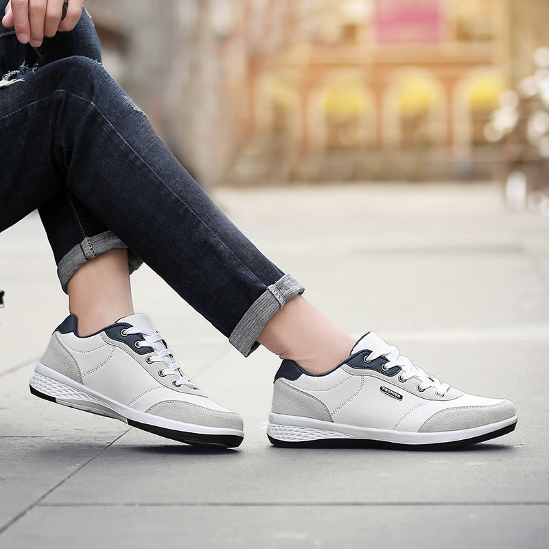 Fashion Light Sports Casual Men's Shoes Autumn New Lace-Up Microfiber Leather Casual Flats Sneakers