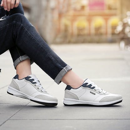 Fashion Light Sports Casual Men's Shoes Autumn New Lace-Up Microfiber Leather Casual Flats Sneakers